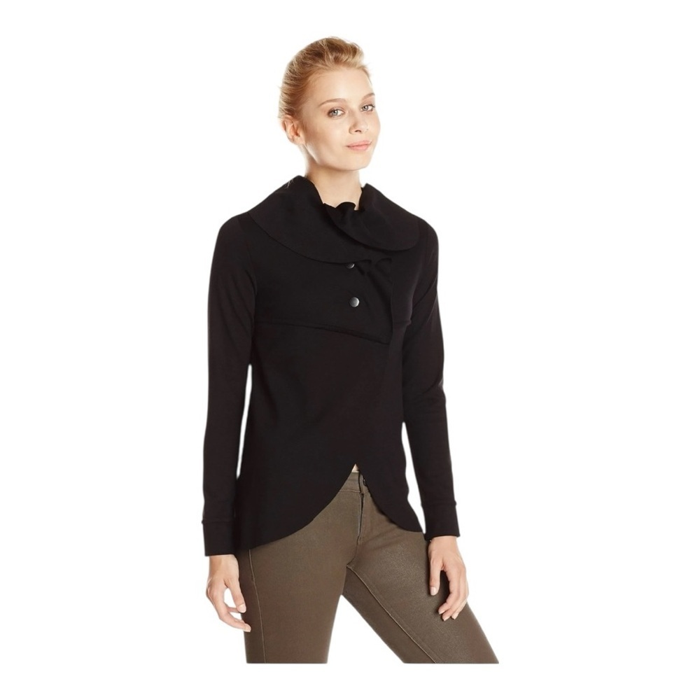 Kensie Jacket Cardigan Asymmetric Long-Sleeve Ponte-Knit Raw Edges - Size XL